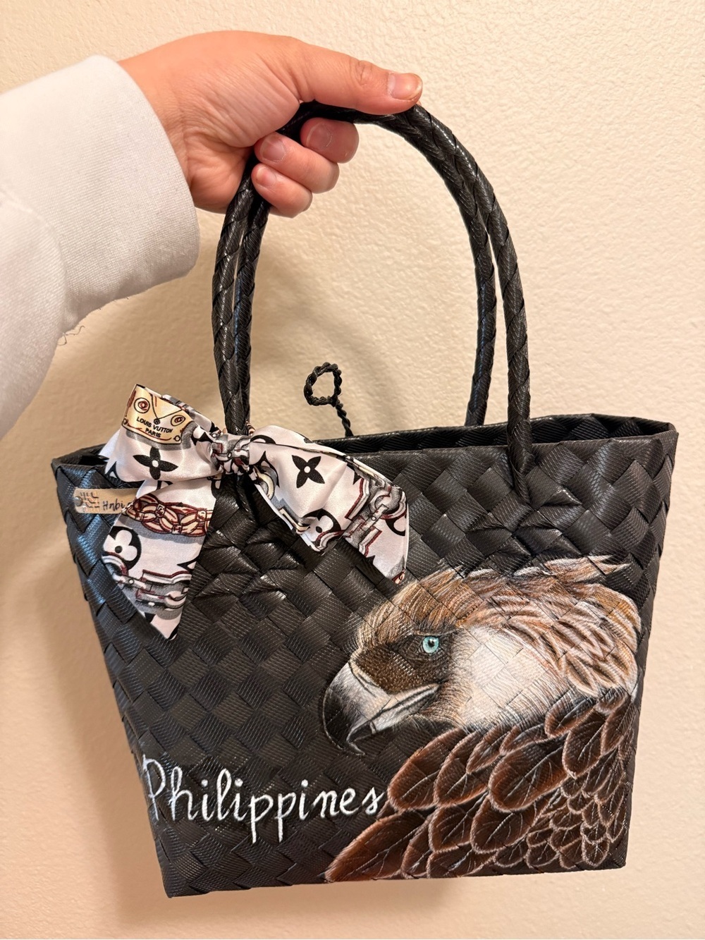 Habi at Pintura Eagle Plastic Bayong Waterproof Tote Bag Black